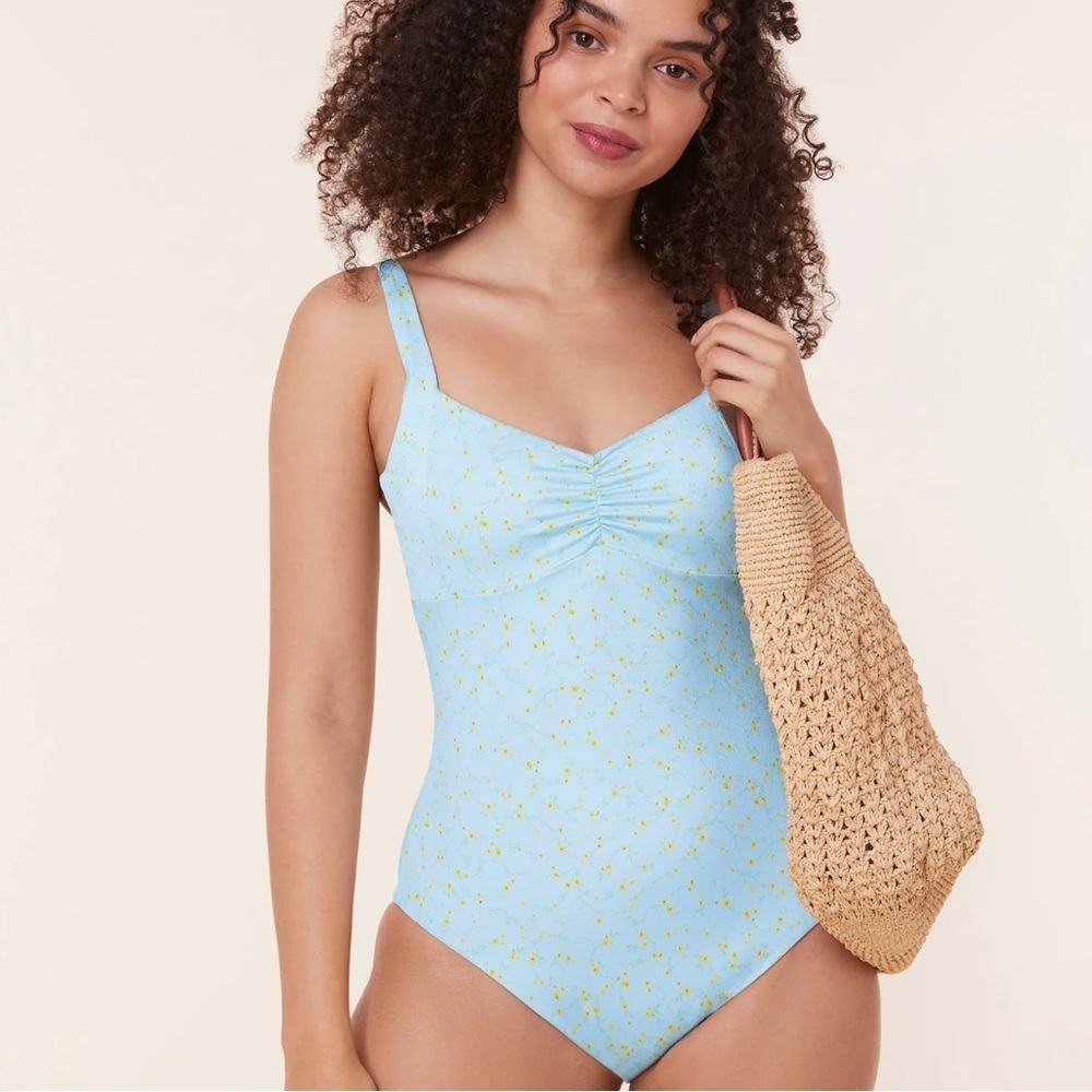 Andie The Nadi‎ One Piece Swimsuit Blue Powder Ditsy Floral size S NWT
